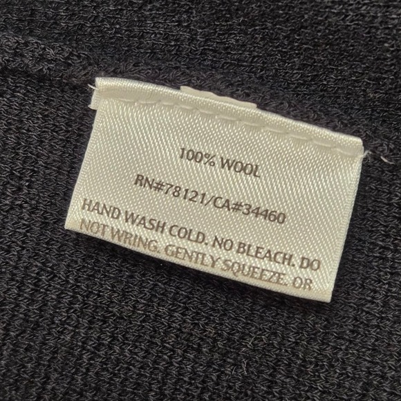 Eileen Fisher Open Front 100% Wool Cardigan Jacket Black Size XS Tunic Length - Picture 5 of 8